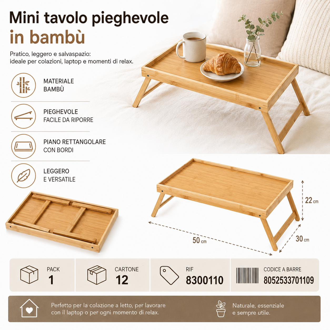 Mini Tavolo da Pieghevole 50*30*22cm