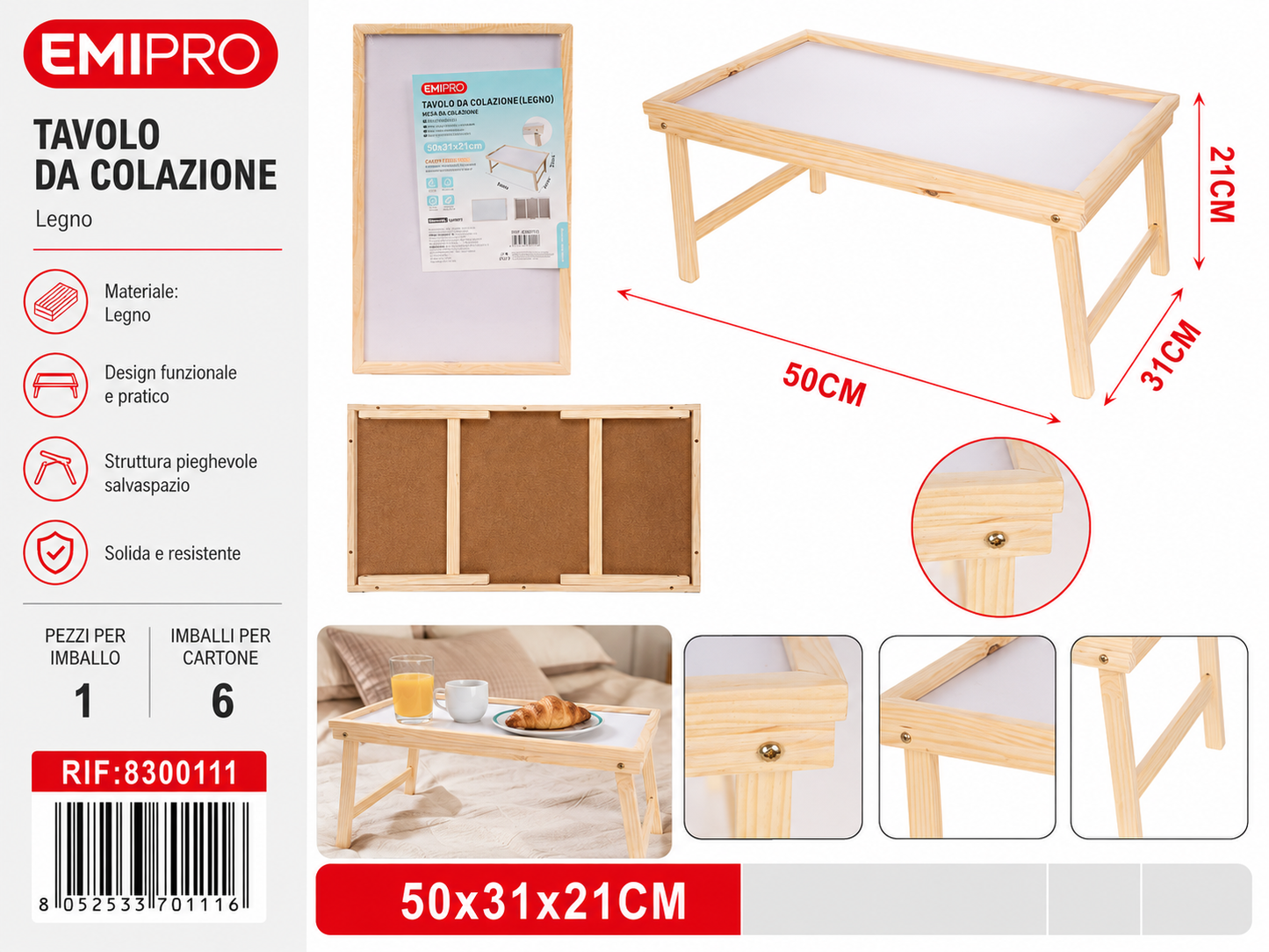 Mini Tavolo da Pieghevole 50*31*21cm