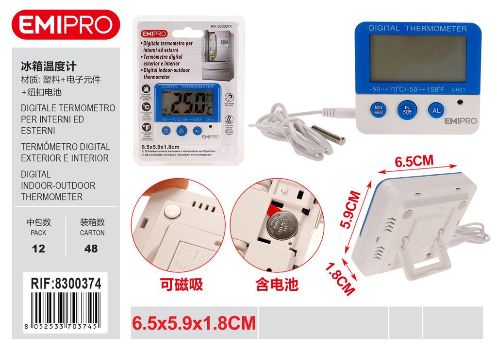 Digitale Termometro Per Interni Ed Esterni 6.5*5.9*1.8cm