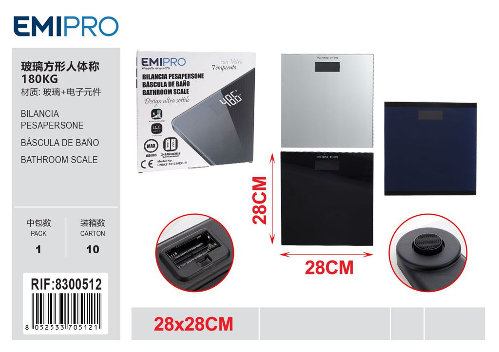 Bilancia Pesapersone 180kg 28*28*0.6cm
