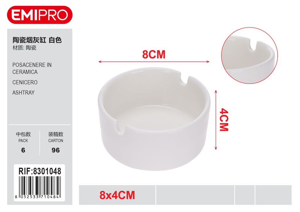 Posacenere In Ceramica 8*4cm