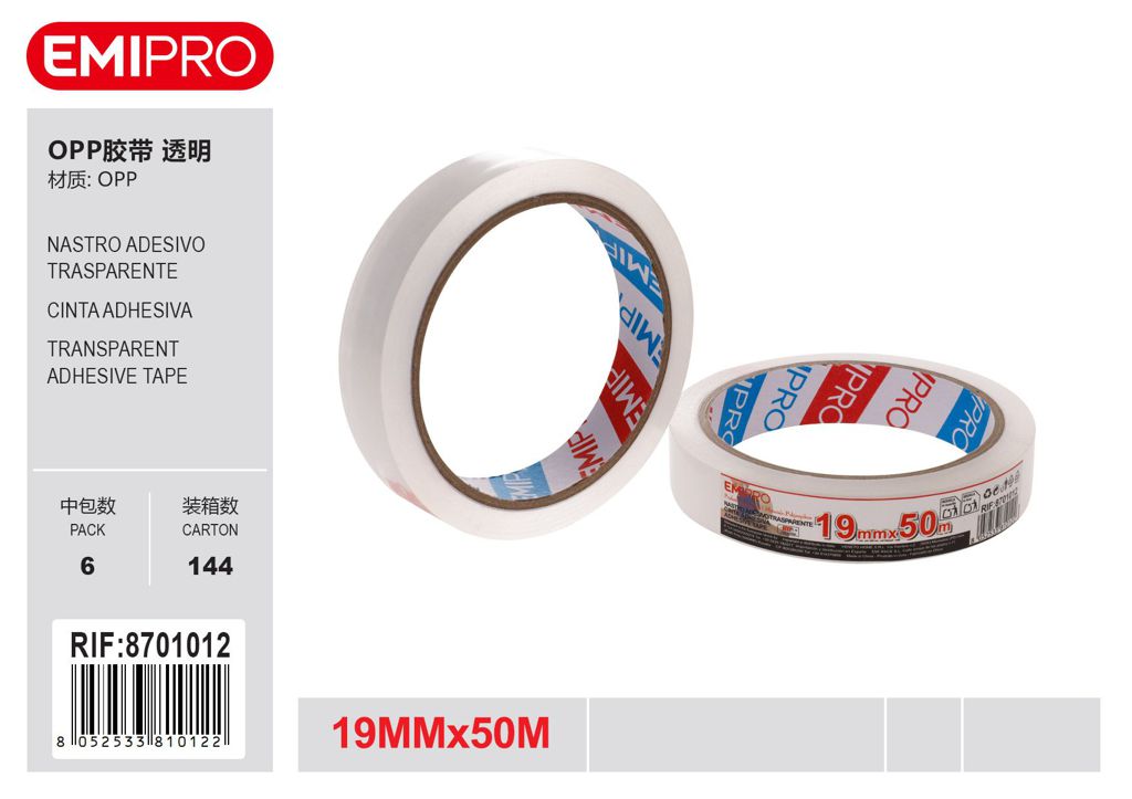 Nastro Adesivo Trasparente 19mm*50M