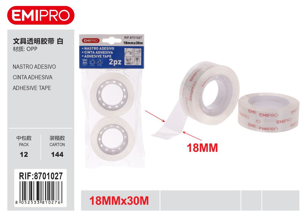 Nastro Adesivo 2Pz 18mm*30M