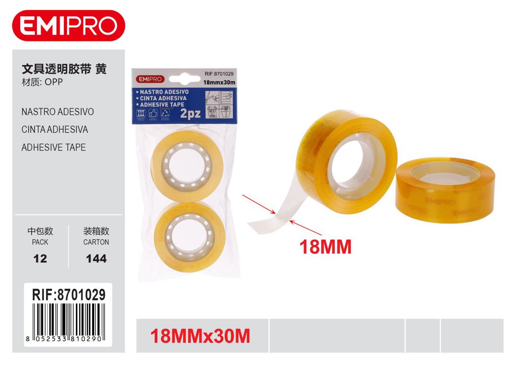 Nastro Adesivo 2Pz 18mm*30M