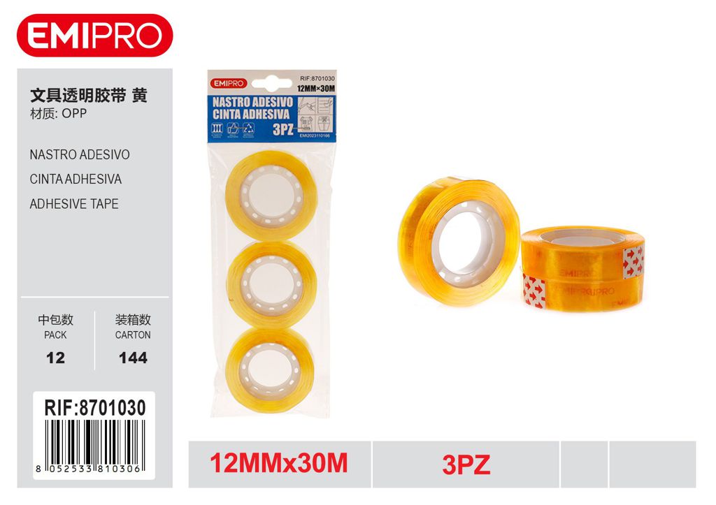Nastro Adesivo 3Pz 12mm*30M