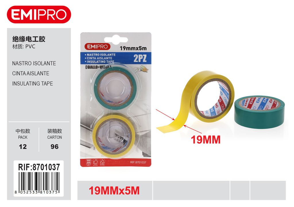 Nastro Isolante 2Pz 19mm*5M