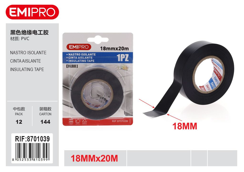 Nastro Isolante Nero 18mm*20M