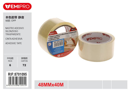 Nastro Adesivo Silenzioso Trasparente 4.8cm*40M
