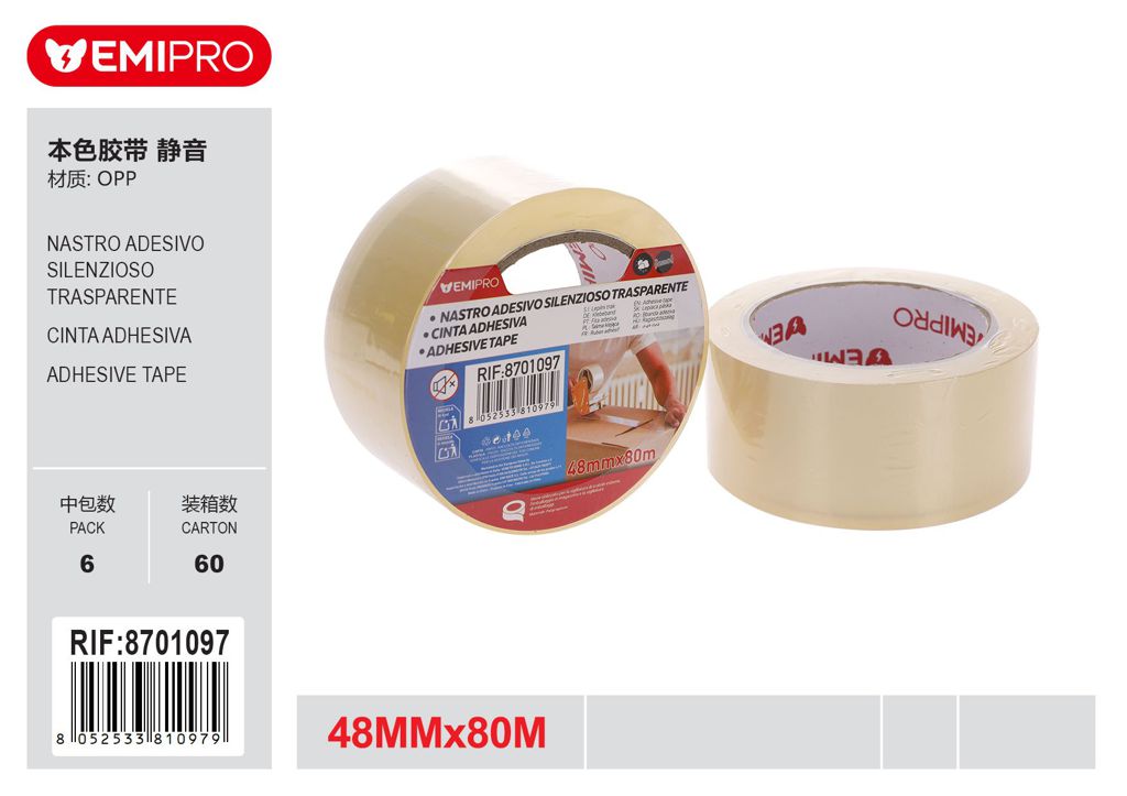 Nastro Adesivo Silenzioso Trasparente 4.8cm*80M