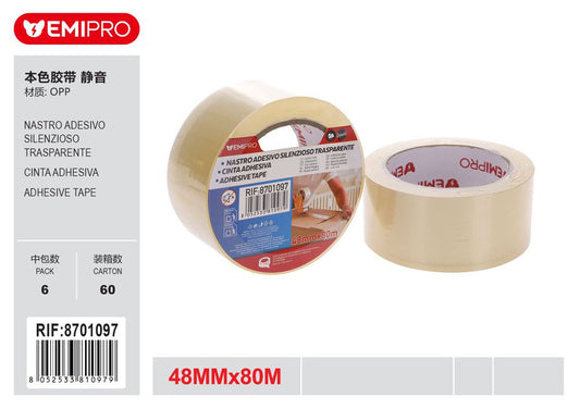Nastro Adesivo Silenzioso Trasparente 4.8cm*80M