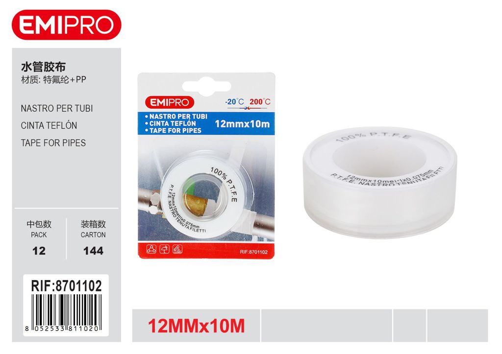 Nastro Per Tubi 12mm*10M