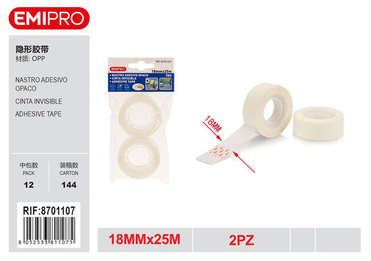 Nastro Adesivo Opaco 2Pz 18mm*25M