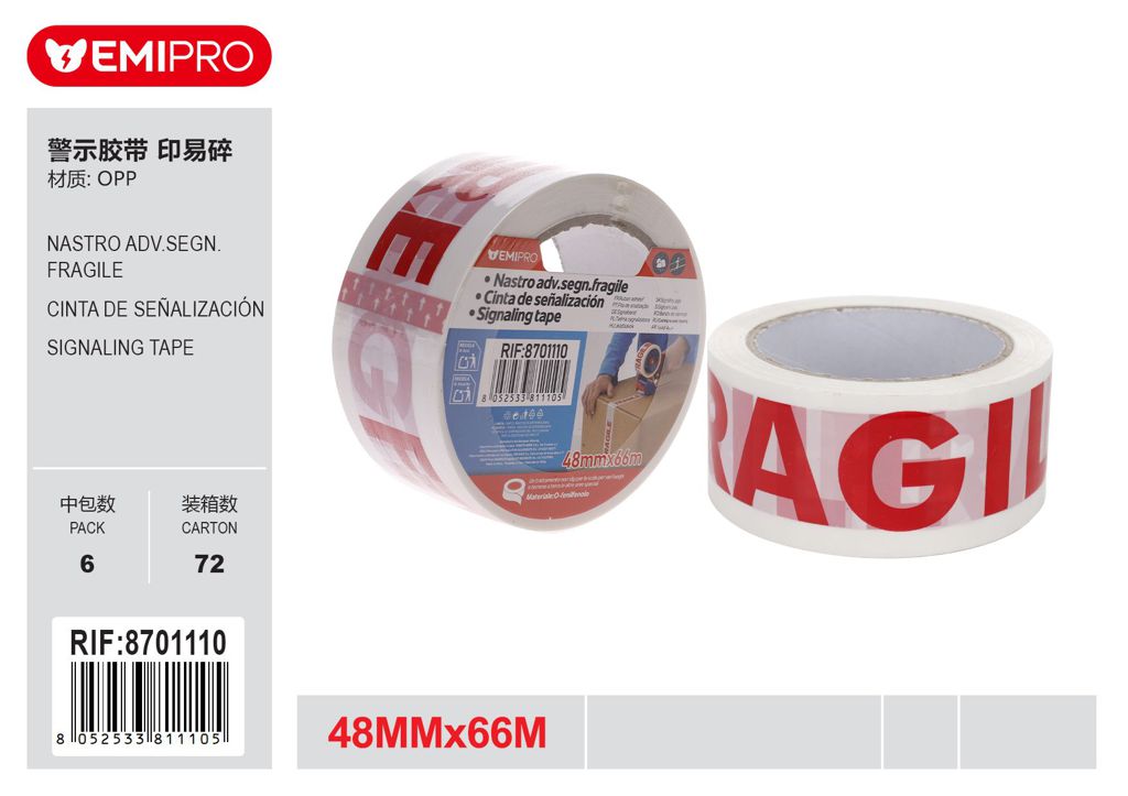 Nastro Adv.Segn.Fragile 48mm*66M