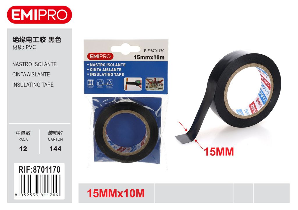 Nastro Isolante Nero 15mm*10M