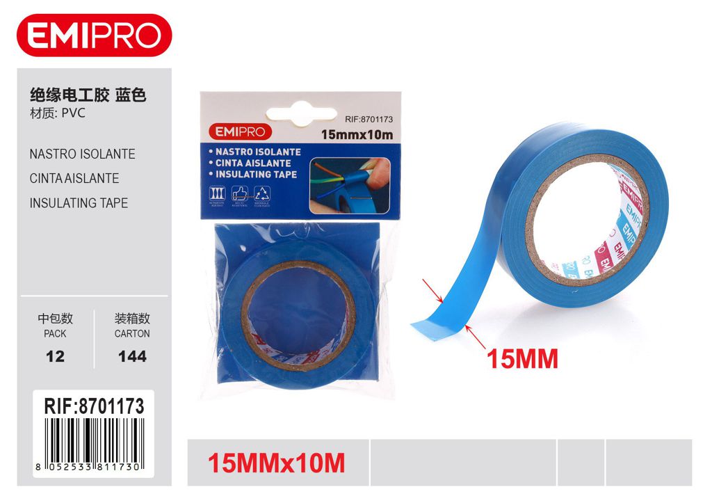 Nastro Isolante Blu 15mm*10M