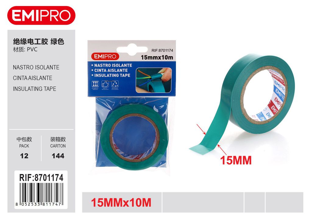 Nastro Isolante verde 15mm*10M