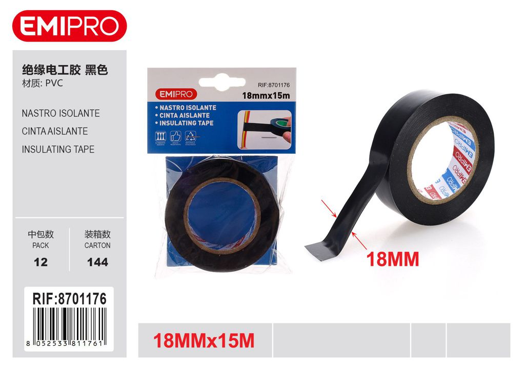 Nastro Isolante Nero 18mm*15M
