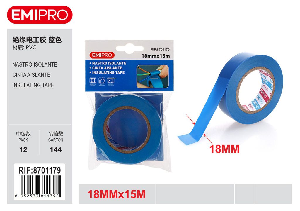 Nastro Isolante Blu 18mm*15M