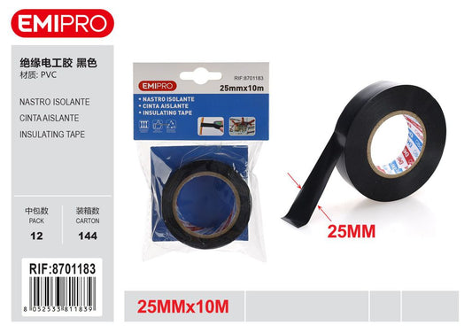 Nastro Isolante Nero 25mm*10M