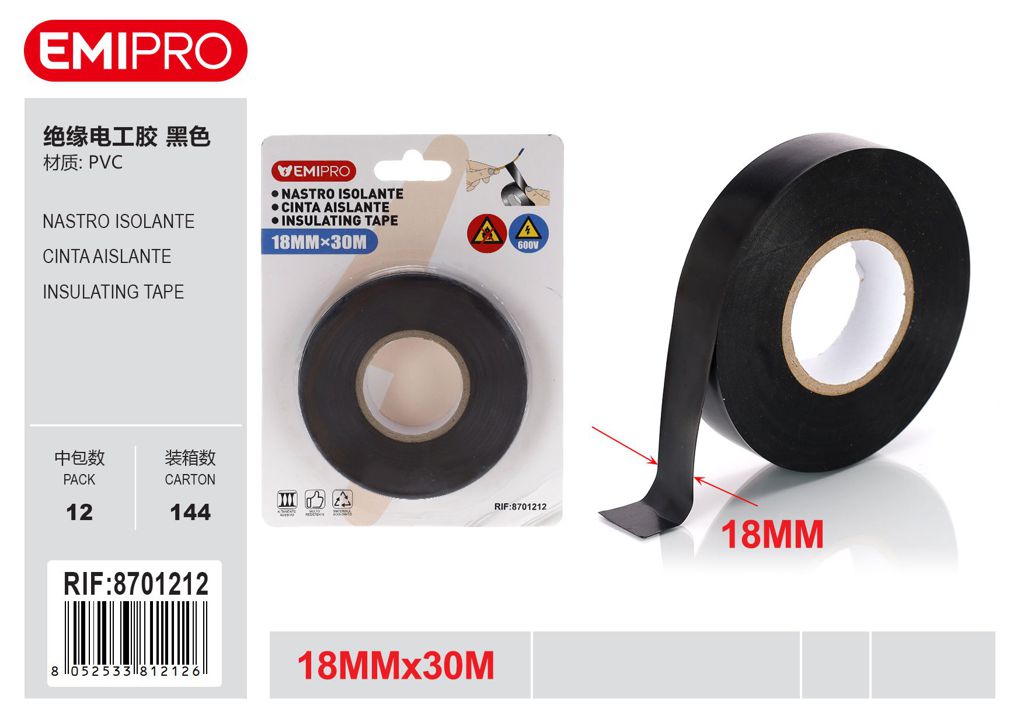 Nastro Isolante Nero 18mm*15M