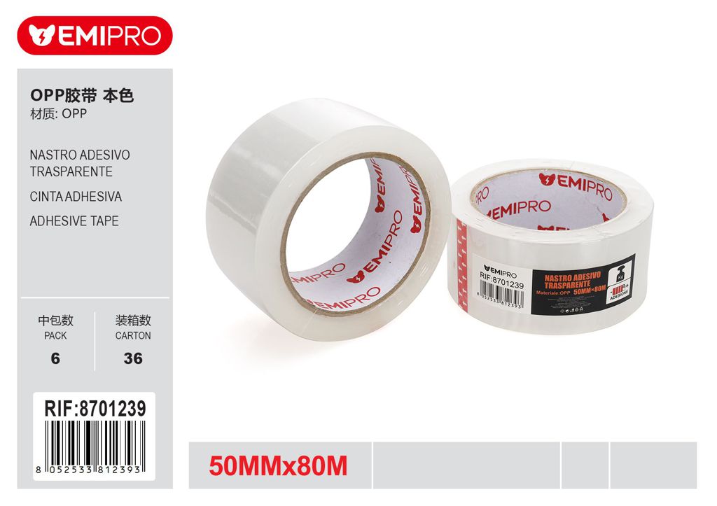 Nastro Adesivo Trasparente 50mm*80M