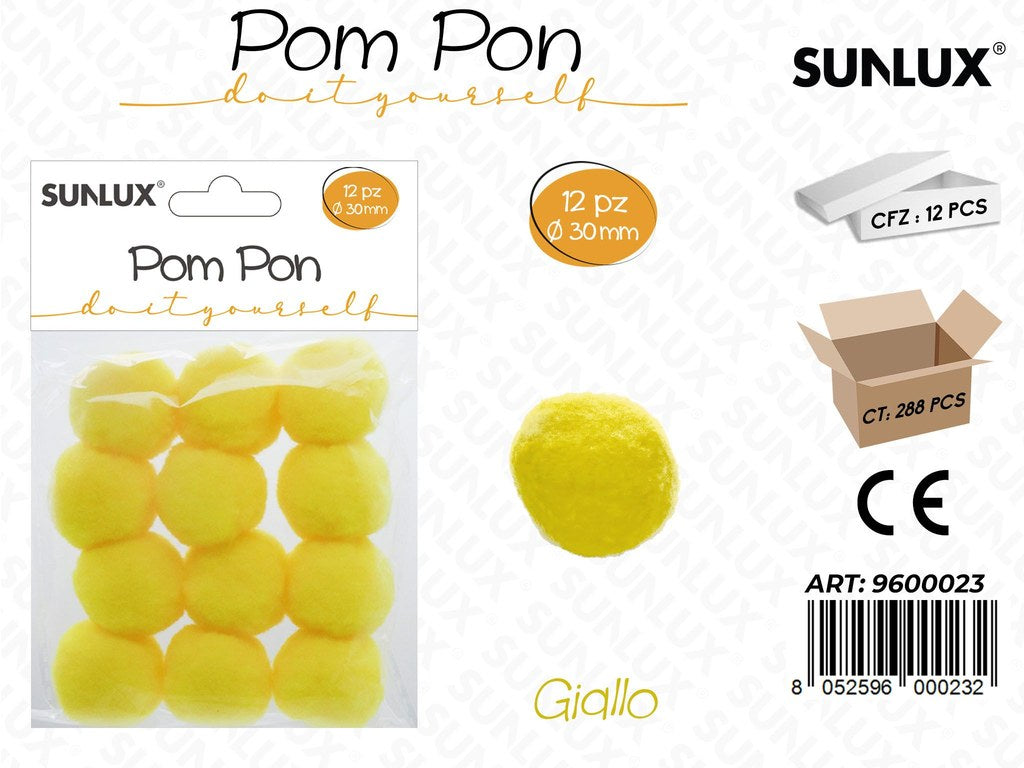 Sunlux Pompon Giallo 12PCS D.30MM