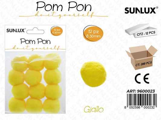 Sunlux Pompon Giallo 12PCS D.30MM