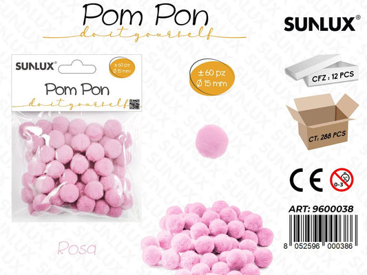 Sunlux Pompon Diy Rosa Antico 60PCS D.15MM