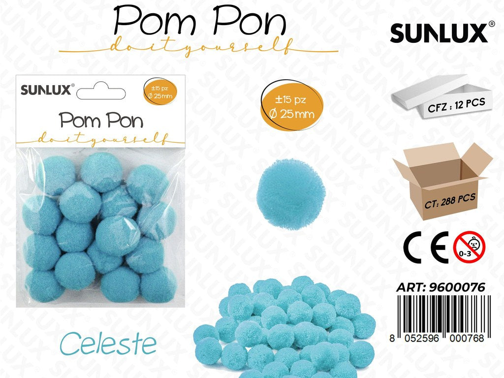 Sunlux Pompon Diy Celeste 25PCS D.15MM