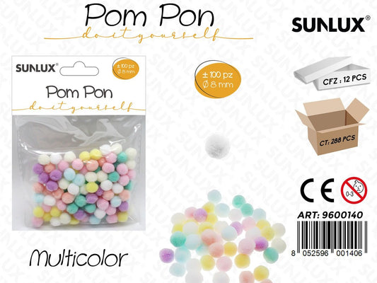 Sunlux Pom Pon Multicolor 100PCS D. 8CM
