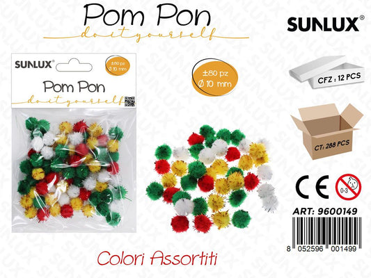 Sunlux Pompon Col. Ass. 80PCS D.10MM