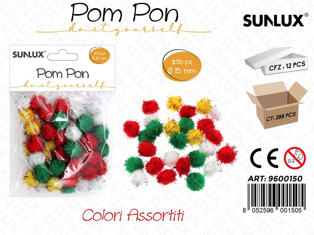Sunlux Pompon 50PCS Ass D.15MM