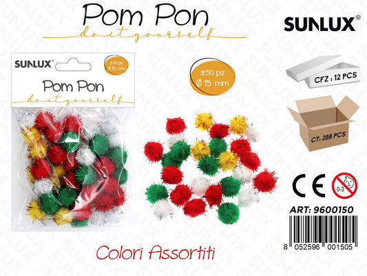 Sunlux Pompon 50PCS Ass D.15MM