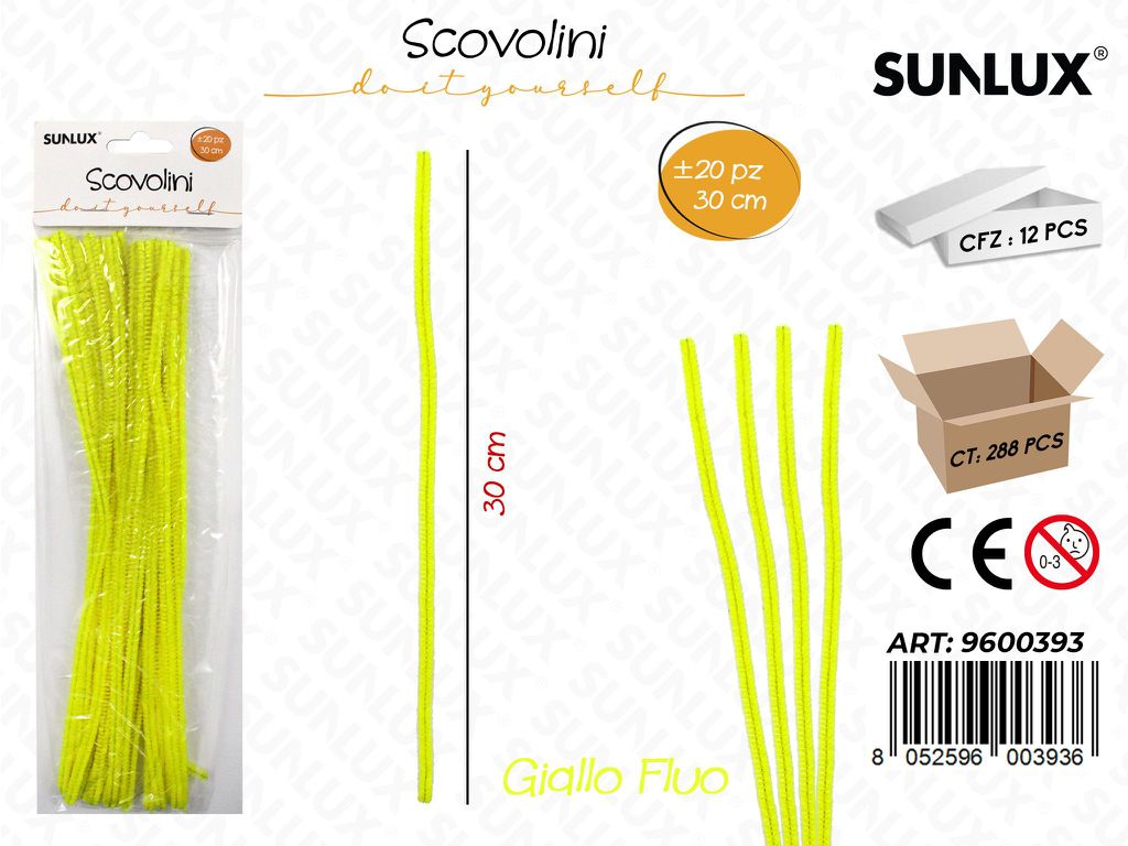 Sunlux Scovolini Giallo Fluo 20PCS 30CM