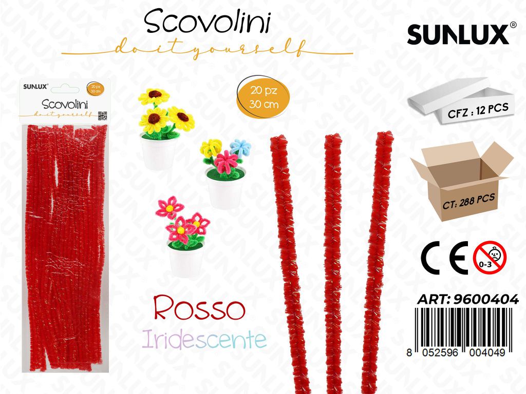 Sunlux Scovolini Diy Rosso Iridesc. 20PCS 30CM
