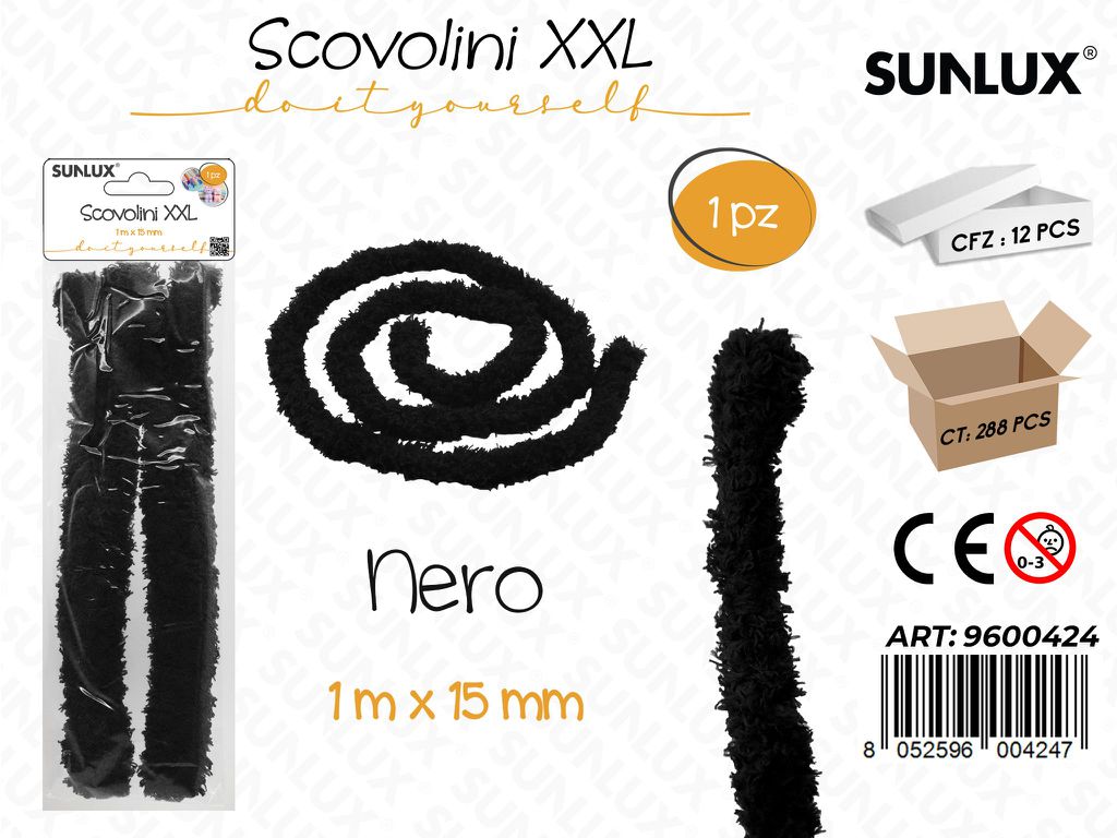 Sunlux Scovolini Xxl Nero 1MT*15MM