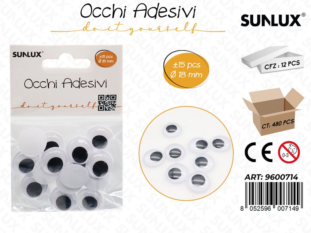 Sunlux Occhi Adv Neri 18MM 15PCS