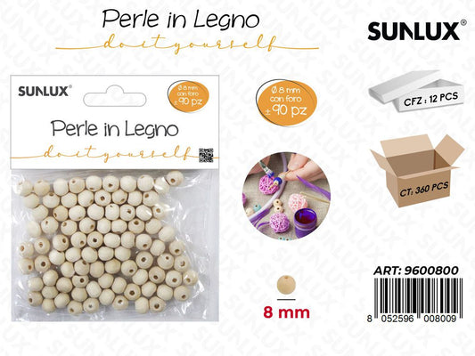 Sunlux Perle in Legno Diy 90PCS D. 8MM