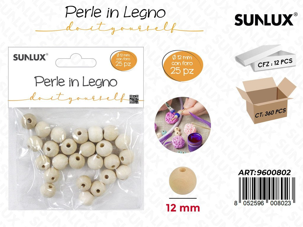 Sunlux Perle in Legno Diy 25PCS D. 12MM