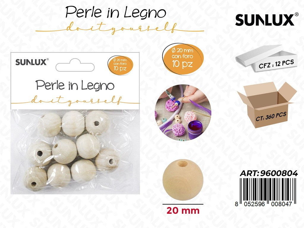 Sunlux Perle in Legno c/Foro 15PCS 20MM