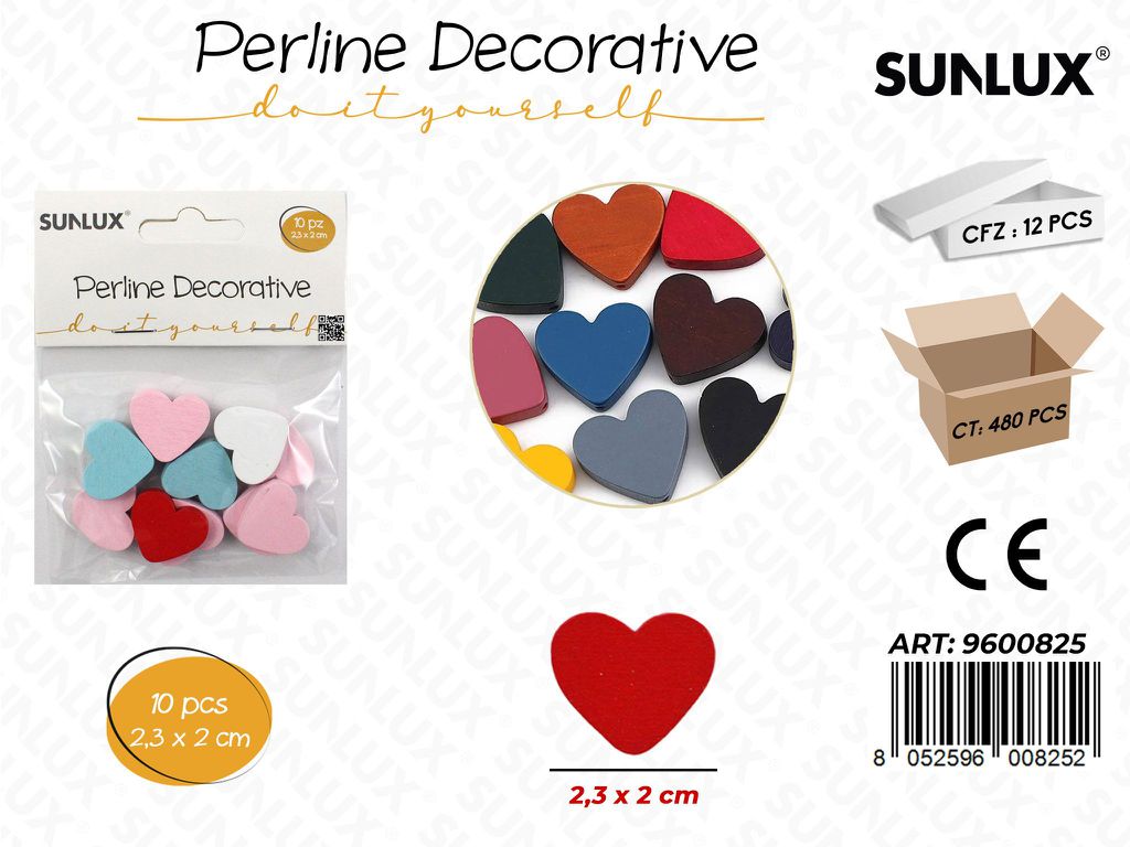 Sunlux Perline Dec. in Legno 2.3*2CM 10PCS