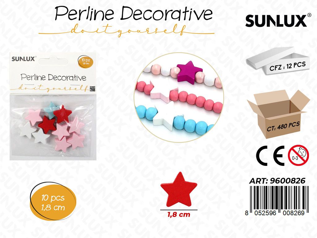 Sunlux Perline Dec. in Legno 1.8CM 10PCS