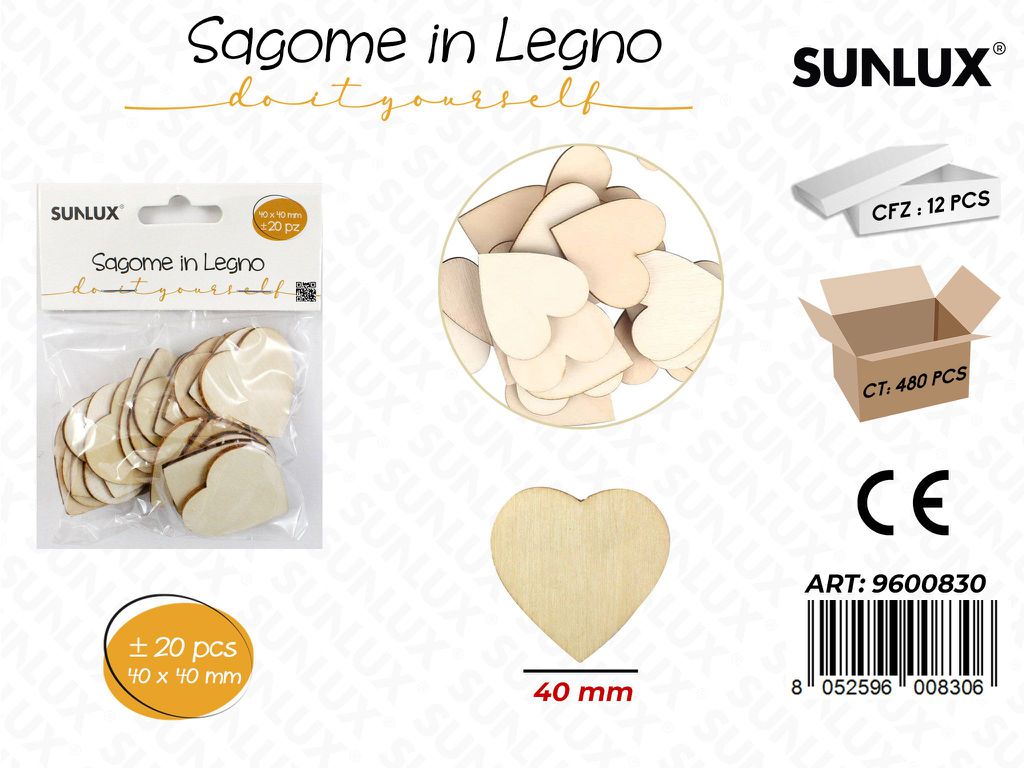 Sunlux Sagome Dec. in Legno 40MM 20PCS