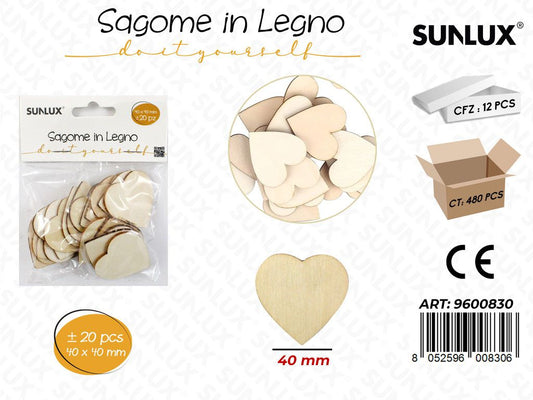 Sunlux Sagome Dec. in Legno 40MM 20PCS