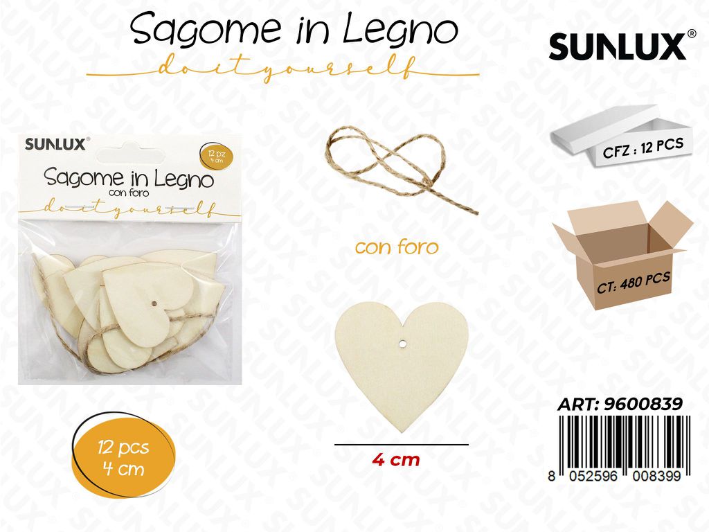 Sunlux Sagome in Legno c/Foro 14PCS 4CM