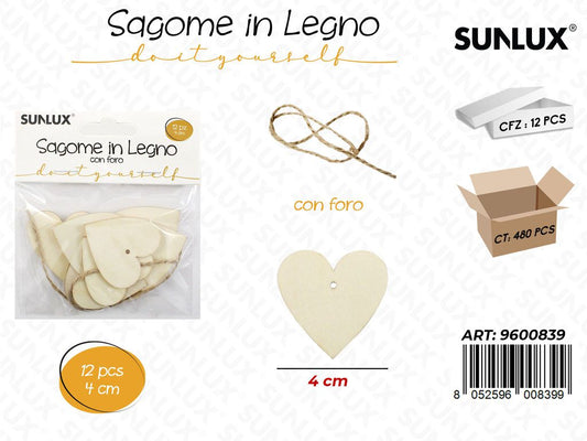 Sunlux Sagome in Legno c/Foro 14PCS 4CM