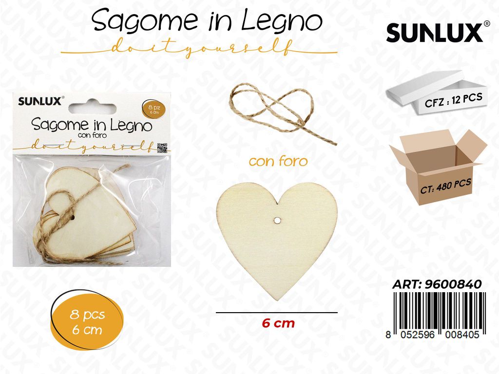 Sunlux Sagome Dec. in Legno 6CM 8PCS