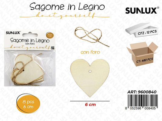 Sunlux Sagome Dec. in Legno 6CM 8PCS