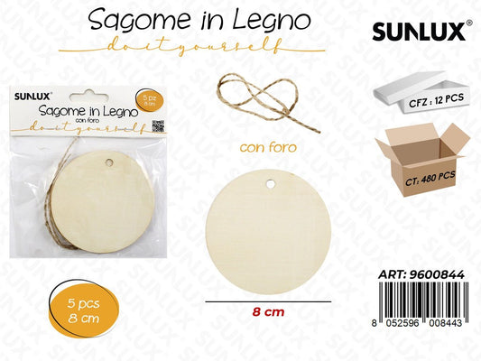 Sunlux Sagome in Legno Cerchio c/ Foro 5PCS 8CM