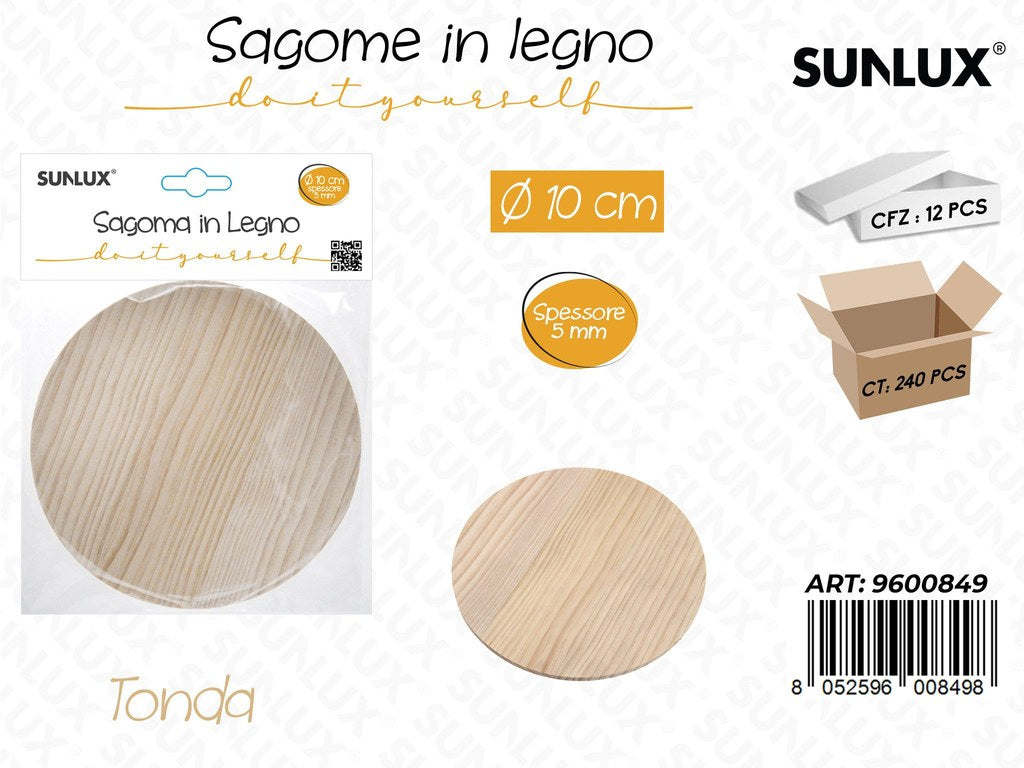 Sunlux Sagoma in Legno Tonda D.10CM*5MM